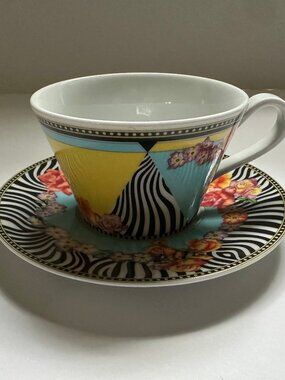 Versace Rosenthal Hot Flowers Tea Cup and Saucer Set